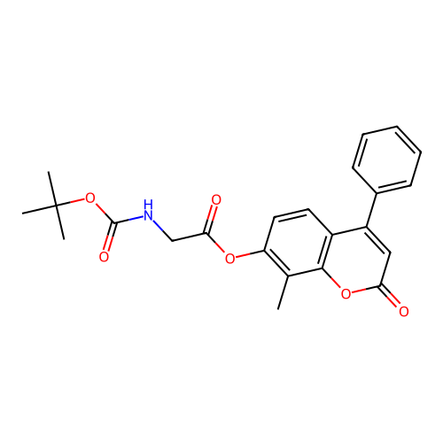 8-methyl-2-oxo-4-phenyl-2H-chromen-7-yl 2-((tert-butoxycarbonyl)amino)acetate structure
