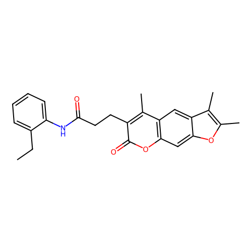 N-(2-ethylphenyl)-3-(2,3,5-trimethyl-7-oxo-7H-furo[3,2-g]chromen-6-yl)propanamide structure