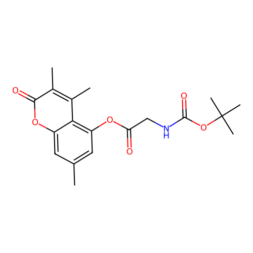 3,4,7-trimethyl-2-oxo-2H-chromen-5-yl 2-((tert-butoxycarbonyl)amino)acetate structure