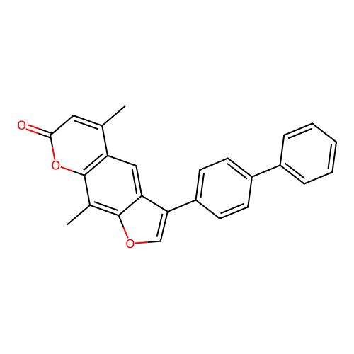3-(biphenyl-4-yl)-5,9-dimethyl-7H-furo[3,2-g]chromen-7-one structure