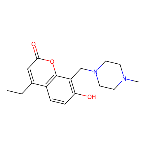 4-ethyl-7-hydroxy-8-[(4-methylpiperazin-1-yl)methyl]-2H-chromen-2-one structure