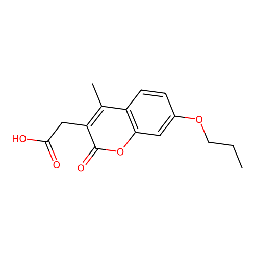 2-(4-methyl-2-oxo-7-propoxy-2H-chromen-3-yl)acetic acid structure