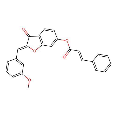 (Z)-2-(3-methoxybenzylidene)-3-oxo-2,3-dihydrobenzofuran-6-yl cinnamate structure