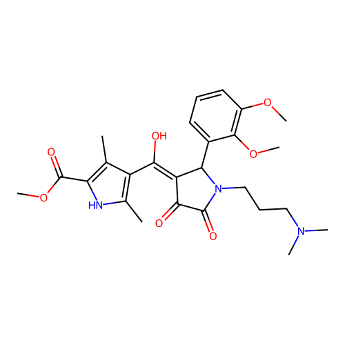 methyl 4-({2-(2,3-dimethoxyphenyl)-1-[3-(dimethylamino)propyl]-4-hydroxy-5-oxo (3-pyrrolin-3-yl)}carbonyl)-3,5-dimethylpyrrole-2-carboxylate structure