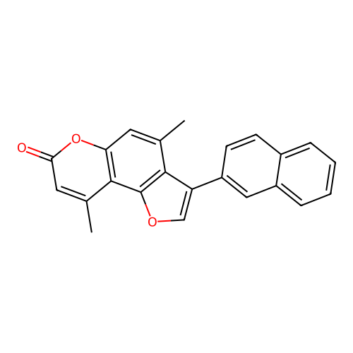 4,9-dimethyl-3-(naphthalen-2-yl)-7H-furo[2,3-f]chromen-7-one structure