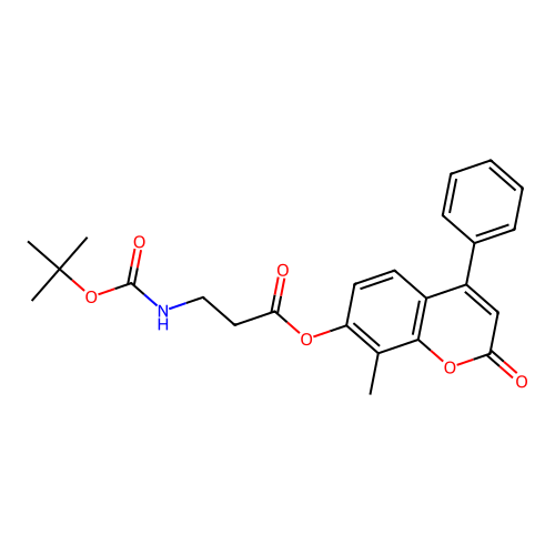 8-methyl-2-oxo-4-phenyl-2H-chromen-7-yl 3-((tert-butoxycarbonyl)amino)propanoate structure