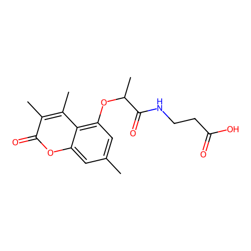N-{2-[(3,4,7-trimethyl-2-oxo-2H-chromen-5-yl)oxy]propanoyl}-beta-alanine structure