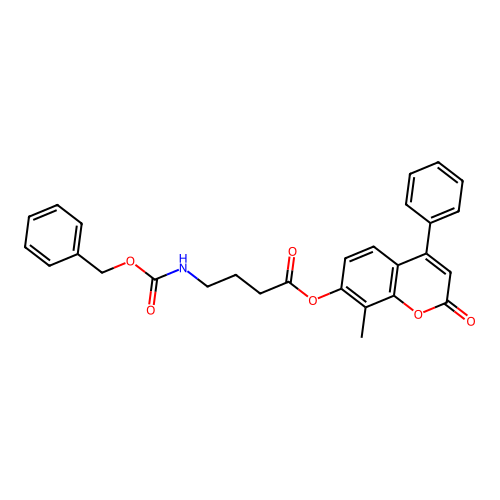 8-methyl-2-oxo-4-phenyl-2H-chromen-7-yl 4-(((benzyloxy)carbonyl)amino)butanoate structure