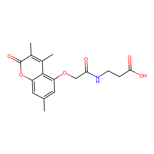 N-{[(3,4,7-trimethyl-2-oxo-2H-chromen-5-yl)oxy]acetyl}-beta-alanine structure