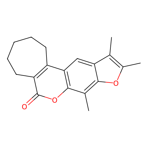 8,10,11-trimethyl-2,3,4,5-tetrahydrocyclohepta[c]furo[3,2-g]chromen-6(1H)-one structure