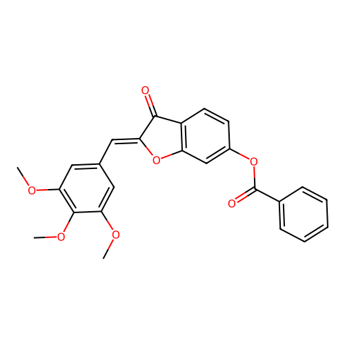 (Z)-3-oxo-2-(3,4,5-trimethoxybenzylidene)-2,3-dihydrobenzofuran-6-yl benzoate structure