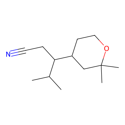 3-(2,2-Dimethyloxan-4-yl)-4-methylpentanenitrile structure