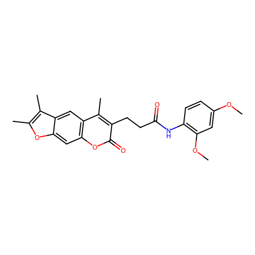 N-(2,4-dimethoxyphenyl)-3-(2,3,5-trimethyl-7-oxo-7H-furo[3,2-g]chromen-6-yl)propanamide structure