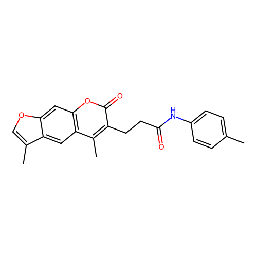 3-(3,5-dimethyl-7-oxo-7H-furo[3,2-g]chromen-6-yl)-N-(p-tolyl)propanamide structure
