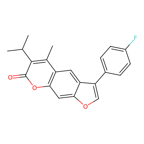 3-(4-fluorophenyl)-6-isopropyl-5-methyl-7H-furo[3,2-g]chromen-7-one structure