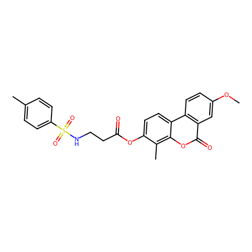 8-methoxy-4-methyl-6-oxo-6H-benzo[c]chromen-3-yl 3-(4-methylphenylsulfonamido)propanoate structure