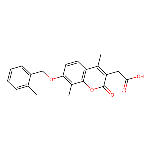 {4,8-dimethyl-7-[(2-methylbenzyl)oxy]-2-oxo-2H-chromen-3-yl}acetic acid structure