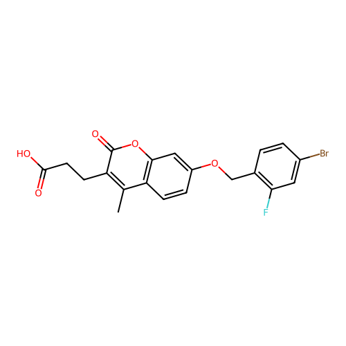 3-{7-[(4-bromo-2-fluorobenzyl)oxy]-4-methyl-2-oxo-2H-chromen-3-yl}propanoic acid structure