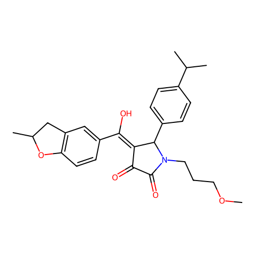 (4E)-4-[hydroxy(2-methyl-2,3-dihydro-1-benzofuran-5-yl)methylidene]-1-(3-methoxypropyl)-5-[4-(propan-2-yl)phenyl]pyrrolidine-2,3-dione structure