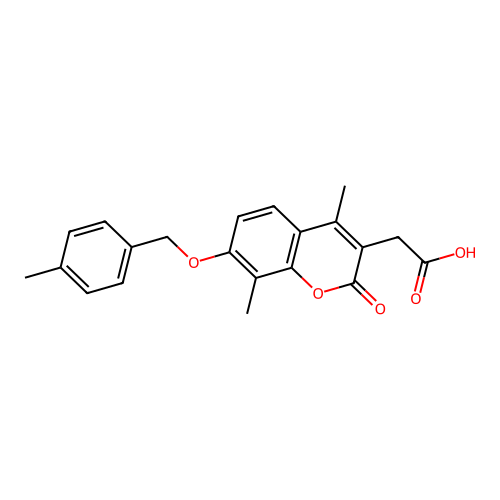 {4,8-dimethyl-7-[(4-methylbenzyl)oxy]-2-oxo-2H-chromen-3-yl}acetic acid structure