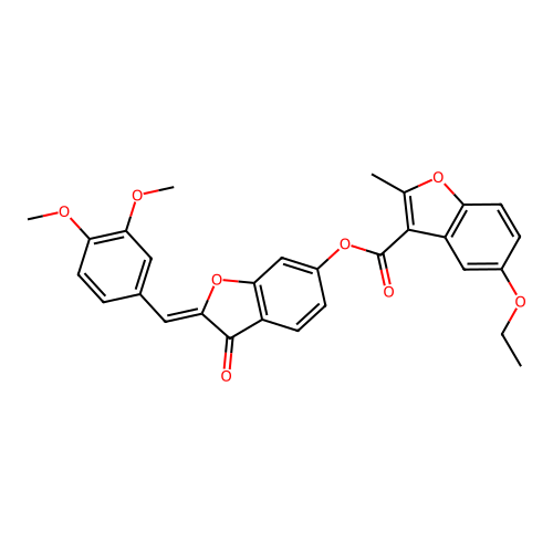 (2Z)-2-(3,4-dimethoxybenzylidene)-3-oxo-2,3-dihydro-1-benzofuran-6-yl 5-ethoxy-2-methyl-1-benzofuran-3-carboxylate structure