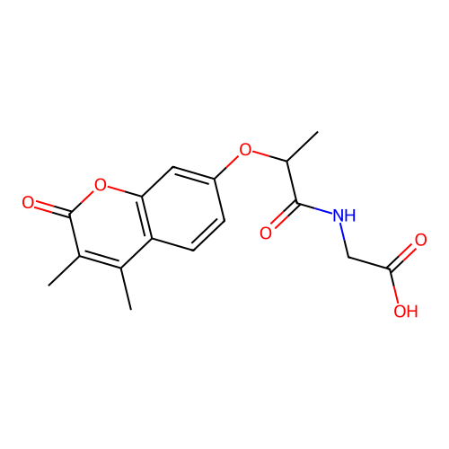 N-{2-[(3,4-dimethyl-2-oxo-2H-chromen-7-yl)oxy]propanoyl}glycine structure