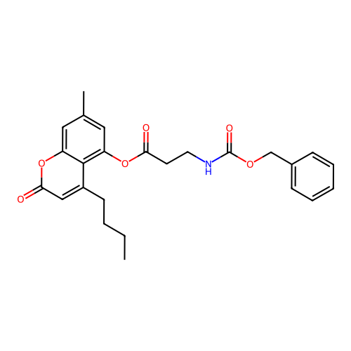 4-butyl-7-methyl-2-oxo-2H-chromen-5-yl 3-(((benzyloxy)carbonyl)amino)propanoate structure