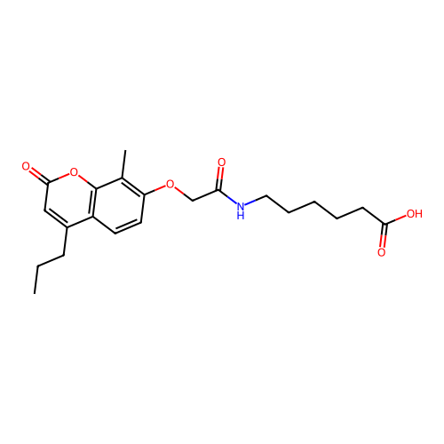 6-({[(8-methyl-2-oxo-4-propyl-2H-chromen-7-yl)oxy]acetyl}amino)hexanoic acid structure