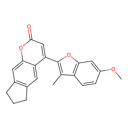 4-(6-methoxy-3-methyl-1-benzofuran-2-yl)-7,8-dihydrocyclopenta[g]chromen-2(6H)-one structure