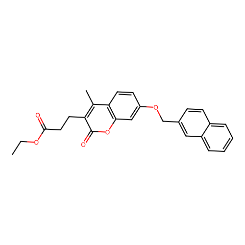 ethyl 3-[4-methyl-7-(2-naphthylmethoxy)-2-oxo-2H-chromen-3-yl]propanoate structure