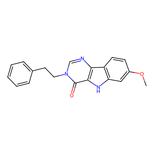 7-methoxy-3-phenethyl-3H-pyrimido[5,4-b]indol-4(5H)-one structure