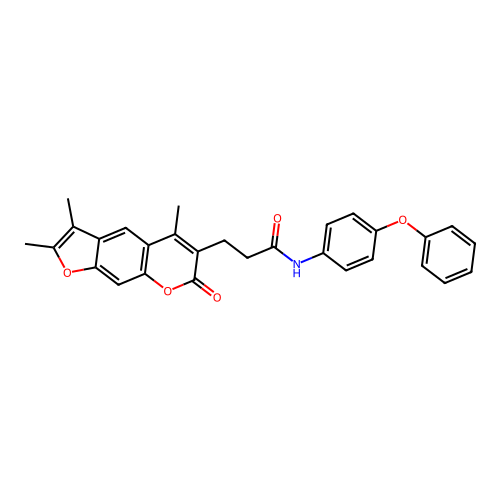 N-(4-phenoxyphenyl)-3-(2,3,5-trimethyl-7-oxo-7H-furo[3,2-g]chromen-6-yl)propanamide structure