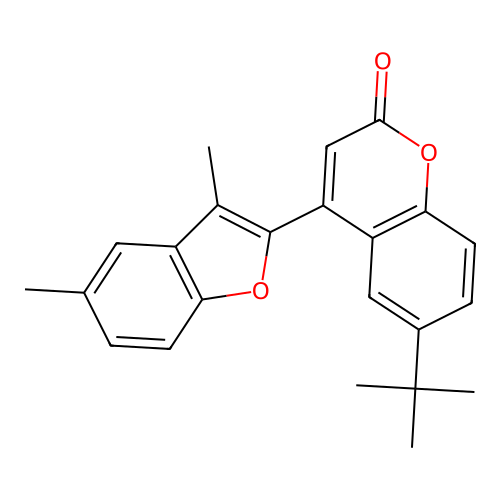 6-tert-butyl-4-(3,5-dimethyl-1-benzofuran-2-yl)-2H-chromen-2-one structure