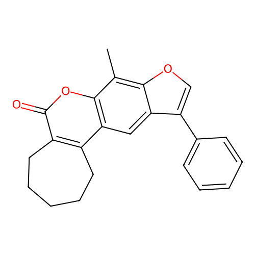 8-methyl-11-phenyl-2,3,4,5-tetrahydrocyclohepta[c]furo[3,2-g]chromen-6(1H)-one structure