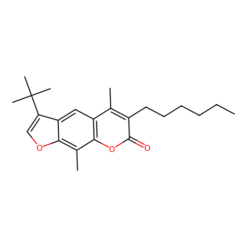 3-(tert-butyl)-6-hexyl-5,9-dimethyl-7H-furo[3,2-g]chromen-7-one structure
