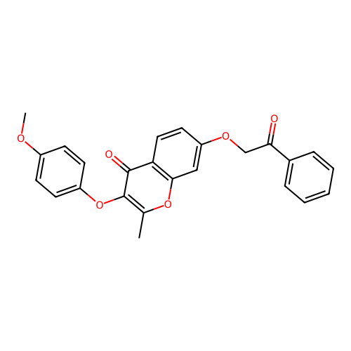 3-(4-methoxyphenoxy)-2-methyl-7-(2-oxo-2-phenylethoxy)-4H-chromen-4-one structure