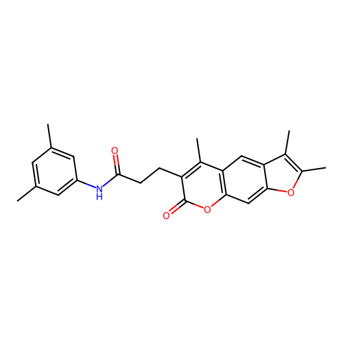 N-(3,5-dimethylphenyl)-3-(2,3,5-trimethyl-7-oxo-7H-furo[3,2-g]chromen-6-yl)propanamide structure