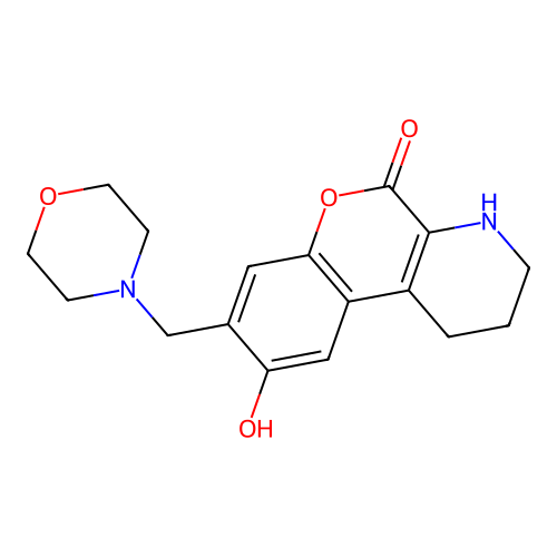 9-hydroxy-8-(morpholinomethyl)-3,4-dihydro-1H-chromeno[3,4-b]pyridin-5(2H)-one structure