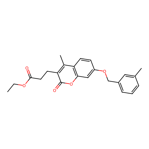 ethyl 3-{4-methyl-7-[(3-methylbenzyl)oxy]-2-oxo-2H-chromen-3-yl}propanoate structure