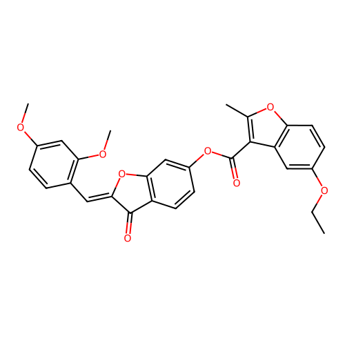 (2Z)-2-(2,4-dimethoxybenzylidene)-3-oxo-2,3-dihydro-1-benzofuran-6-yl 5-ethoxy-2-methyl-1-benzofuran-3-carboxylate structure