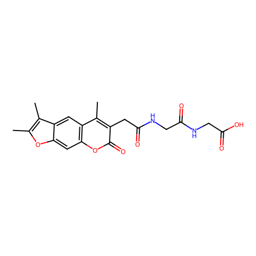 N-[(2,3,5-trimethyl-7-oxo-7H-furo[3,2-g]chromen-6-yl)acetyl]glycylglycine structure
