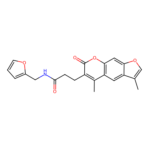 3-(3,5-dimethyl-7-oxo-7H-furo[3,2-g]chromen-6-yl)-N-(2-furylmethyl)propanamide structure
