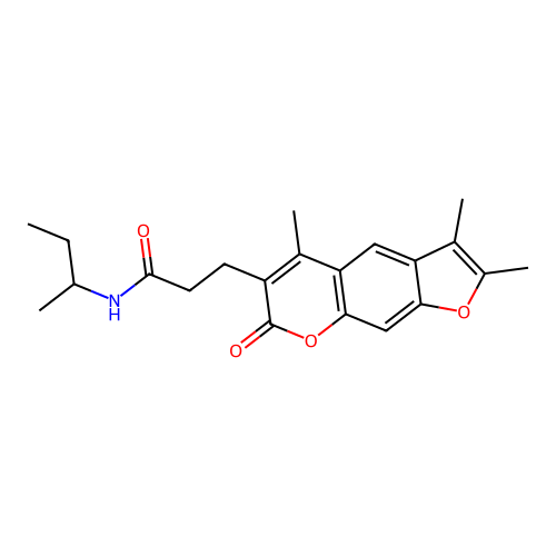 N-(sec-butyl)-3-(2,3,5-trimethyl-7-oxo-7H-furo[3,2-g]chromen-6-yl)propanamide structure