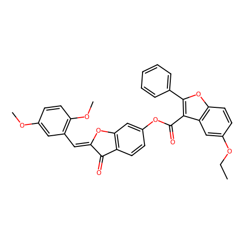 (2Z)-2-(2,5-dimethoxybenzylidene)-3-oxo-2,3-dihydro-1-benzofuran-6-yl 5-ethoxy-2-phenyl-1-benzofuran-3-carboxylate structure