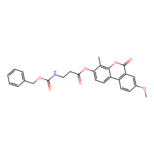 8-methoxy-4-methyl-6-oxo-6H-benzo[c]chromen-3-yl 3-(((benzyloxy)carbonyl)amino)propanoate structure