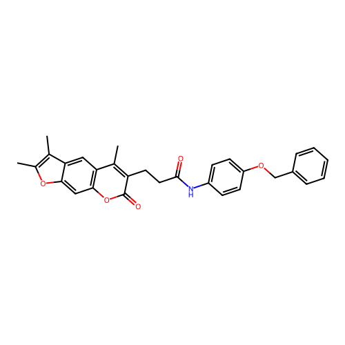 N-(4-(benzyloxy)phenyl)-3-(2,3,5-trimethyl-7-oxo-7H-furo[3,2-g]chromen-6-yl)propanamide structure
