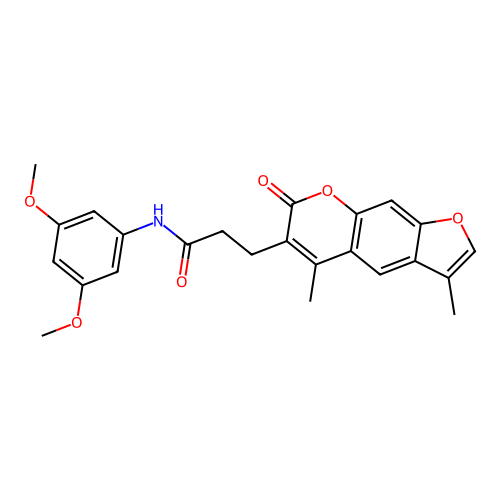 N-(3,5-dimethoxyphenyl)-3-(3,5-dimethyl-7-oxo-7H-furo[3,2-g]chromen-6-yl)propanamide structure