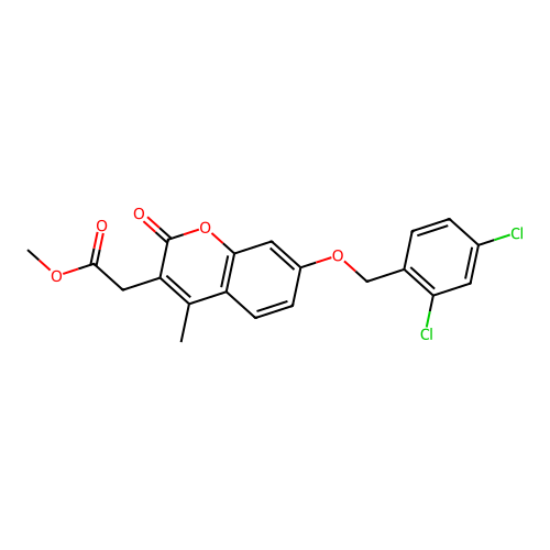 methyl {7-[(2,4-dichlorobenzyl)oxy]-4-methyl-2-oxo-2H-chromen-3-yl}acetate structure