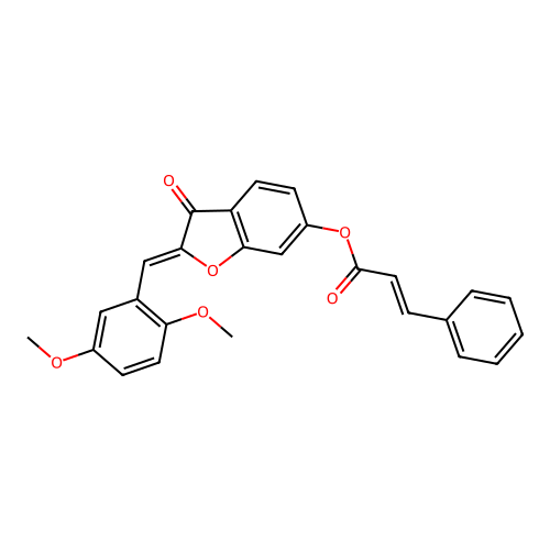 (Z)-2-(2,5-dimethoxybenzylidene)-3-oxo-2,3-dihydrobenzofuran-6-yl cinnamate structure