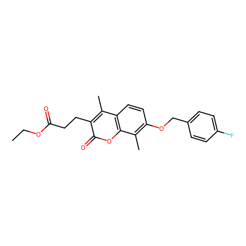 ethyl 3-{7-[(4-fluorobenzyl)oxy]-4,8-dimethyl-2-oxo-2H-chromen-3-yl}propanoate structure